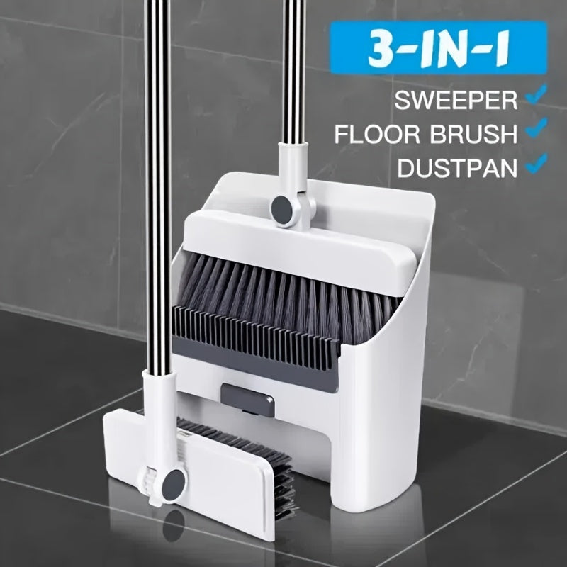 Foldable 3-in-1 Broom and Dustpan Set – Convenient Solution for Quick and Efficient Cleaning