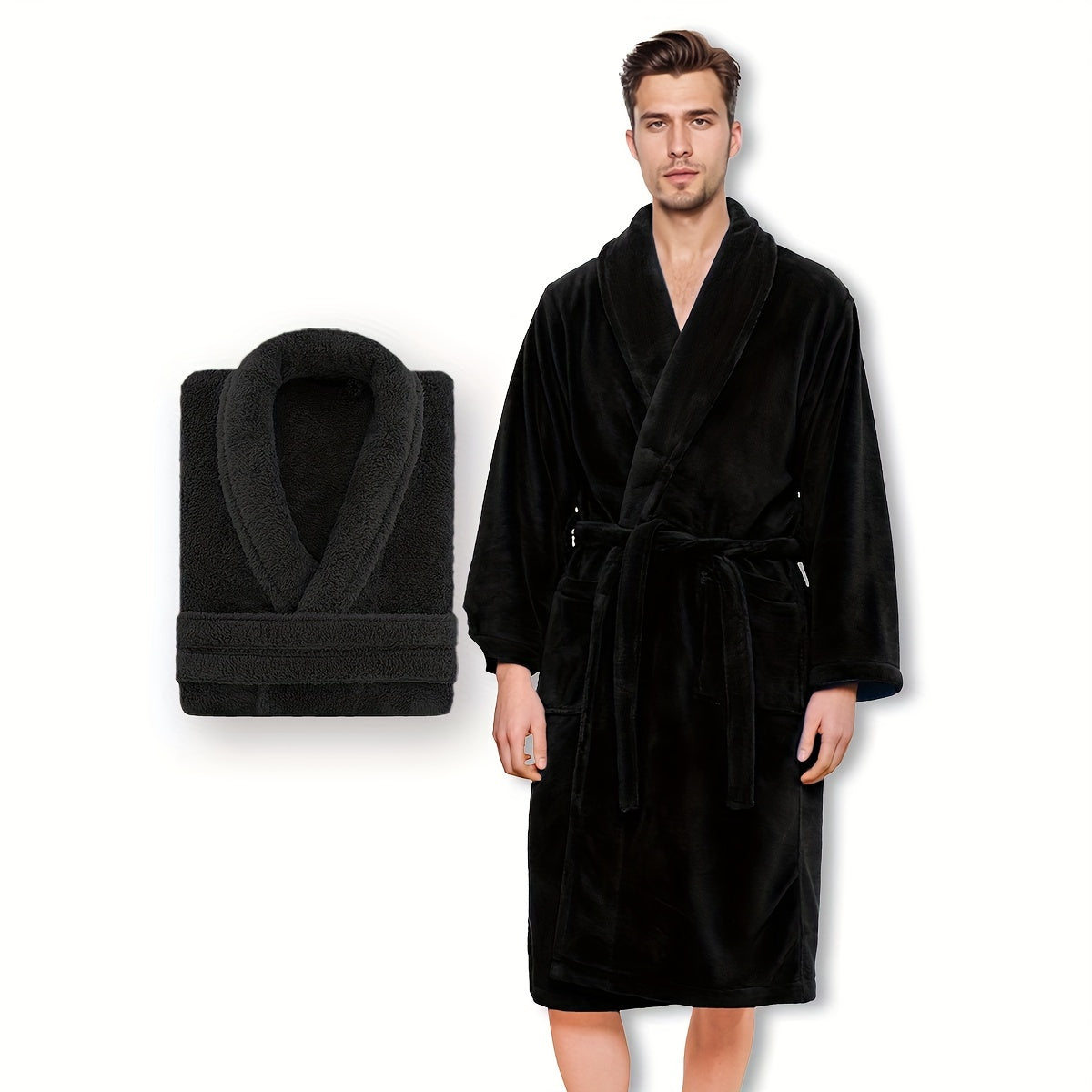 Luxe Unisex Coral Fleece Bathrobe – Ultra Soft and Warm for Your Comfort