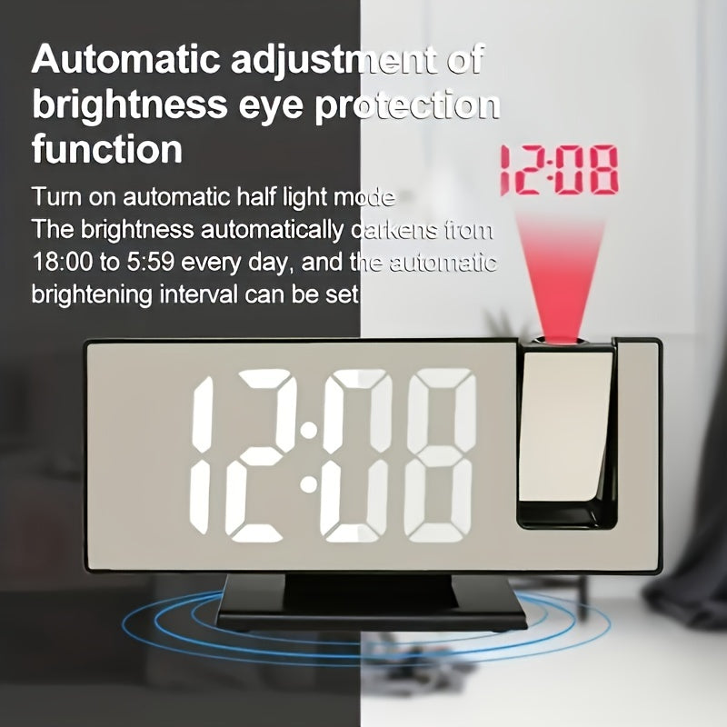 Digital Mirror Alarm Clock with Projection – Large LED Display and Multifunctional Alarm Feature