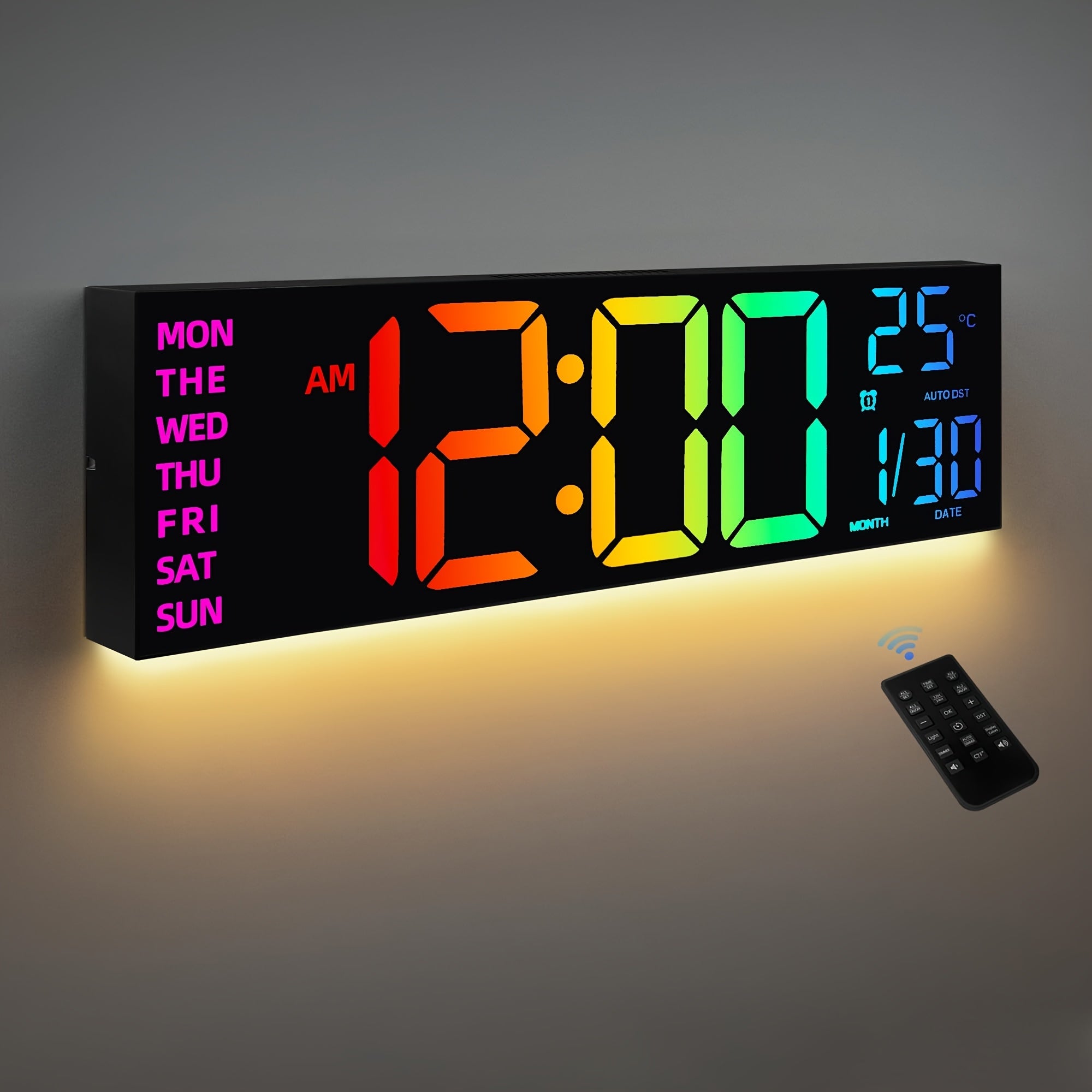 LumiWall Digital Wall Clock – Large, Colorful, and Easy to Read