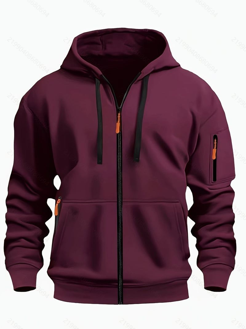 Men's zip-up hoodie with hood – Casual outdoor sweatshirt