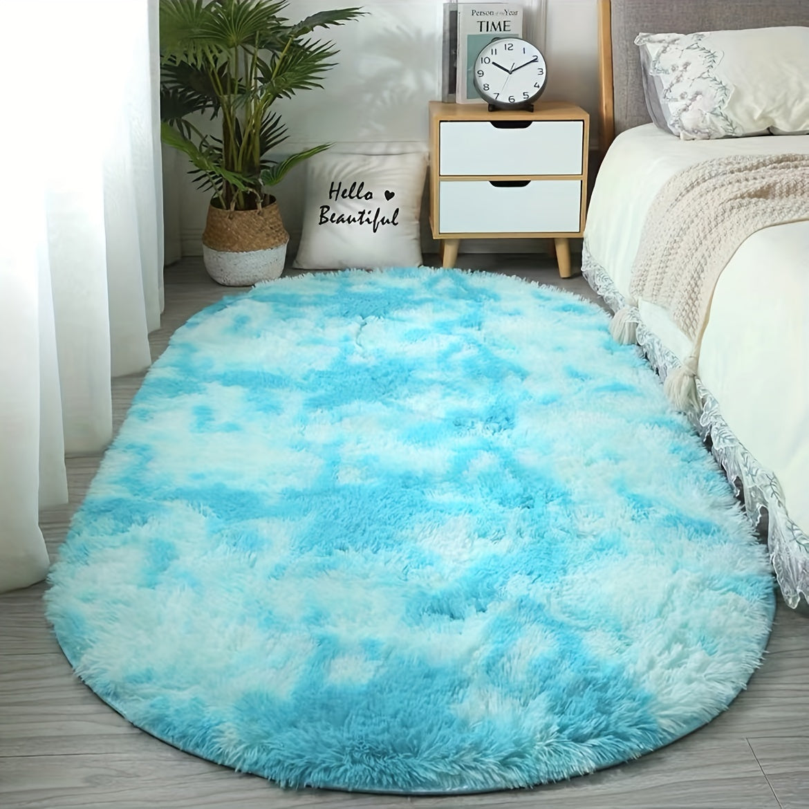 Plush Oval Rug – Soft and Stylish Rug for Bedroom and Living Room Decoration