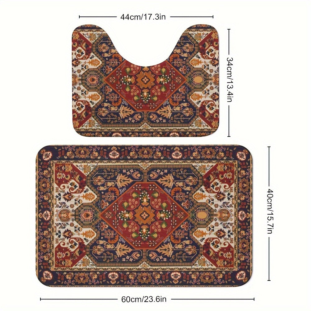 Persian-Inspired Bathroom Rugs Set – Absorbent and Non-Slip