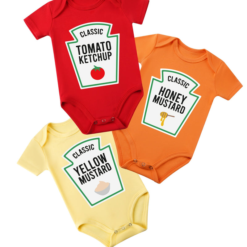 3-Pack Baby Bodysuits – Soft Cotton with Playful Food Prints