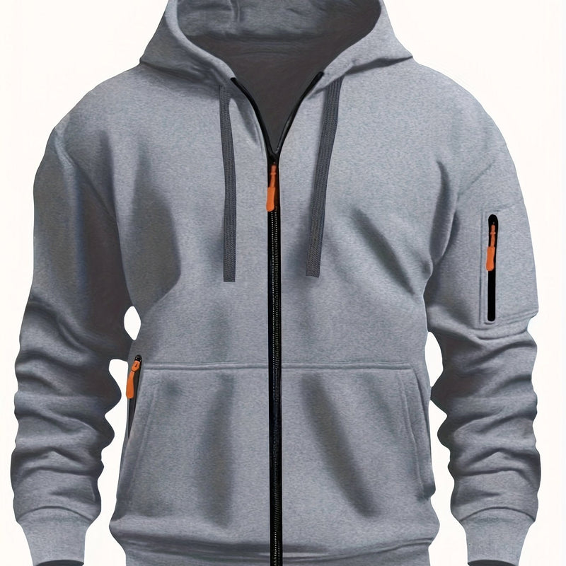 Men's zip-up hoodie with hood – Casual outdoor sweatshirt