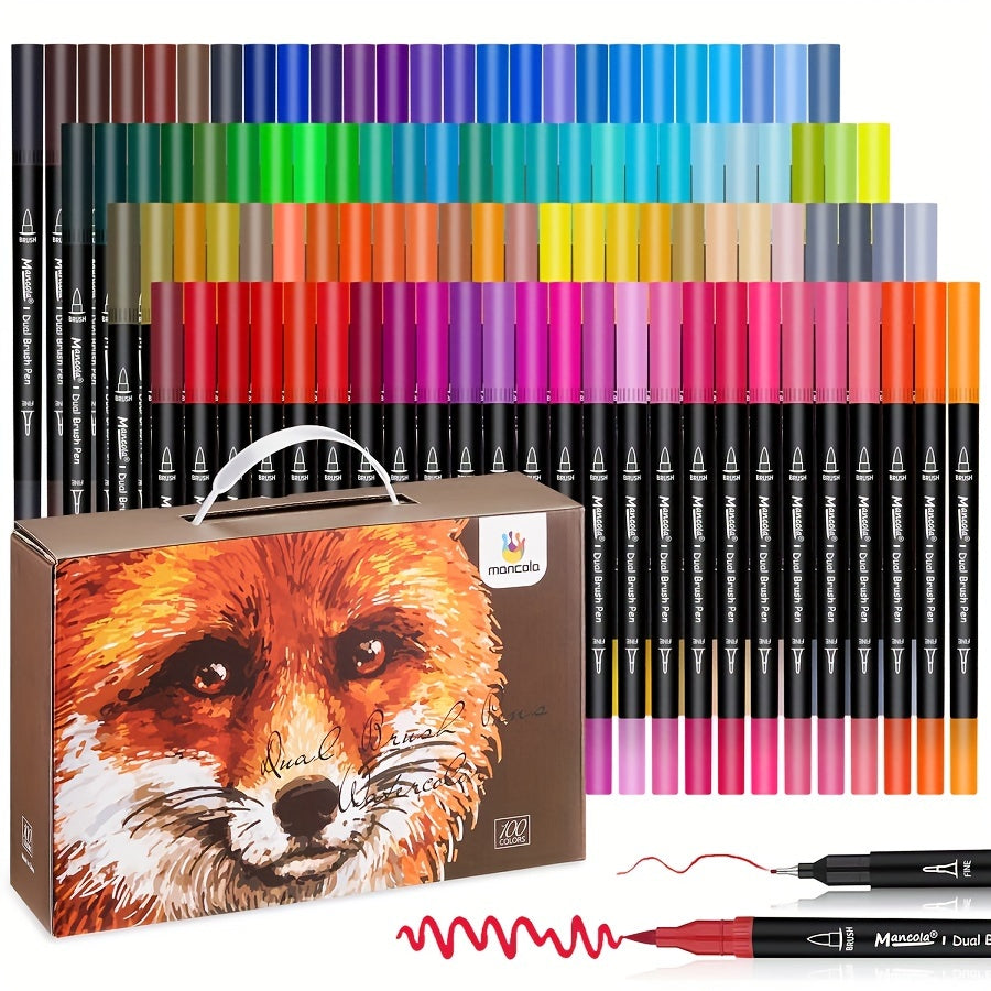 100 Colors Dual-Tip Marker Set – Versatile Fineliner and Brush Tips for Creative Projects