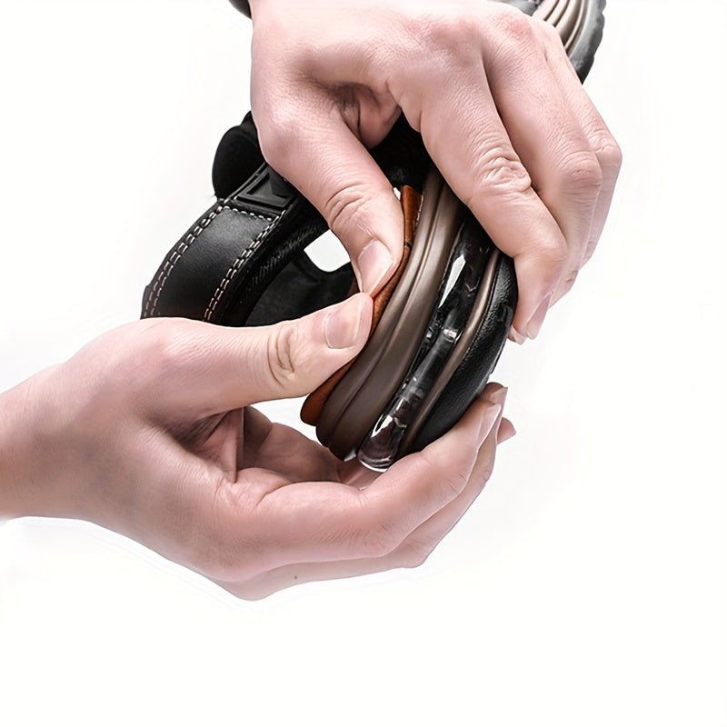 Premium Men's Leather Sandals – Adjustable and Shock-Absorbing