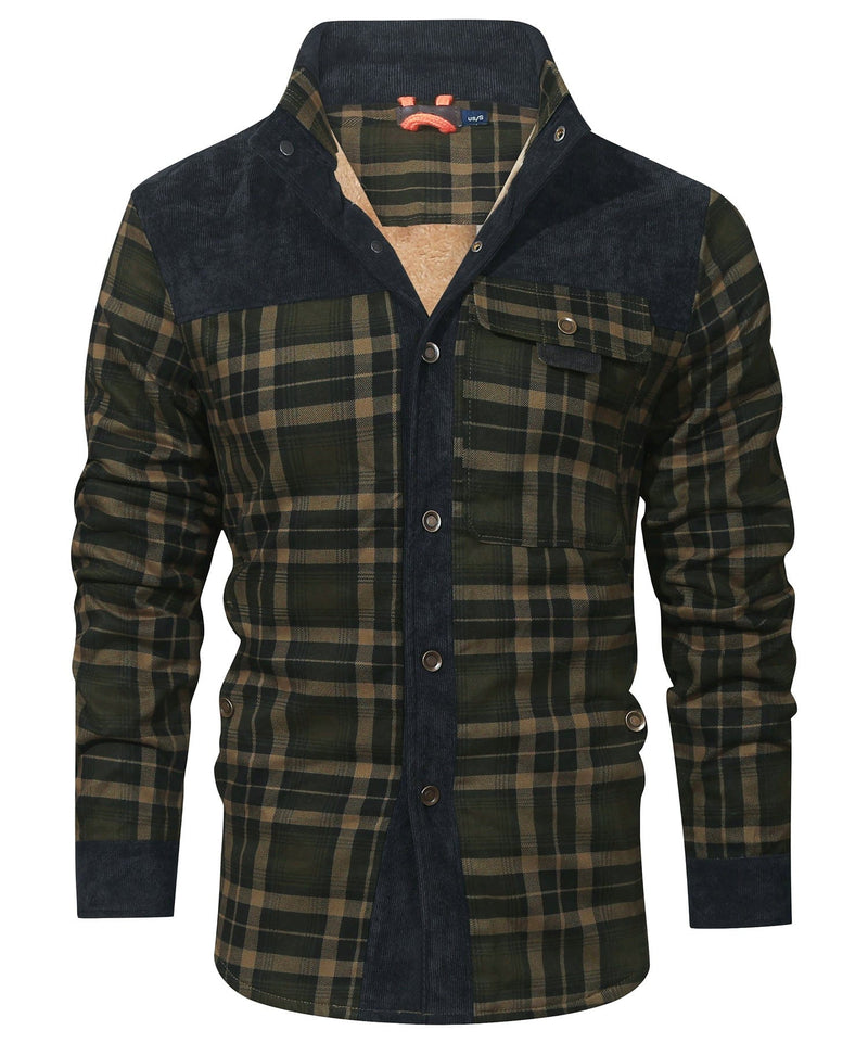 Robust Men's Flannel Coat with Faux Fur Lining – Warm, Durable and Protective