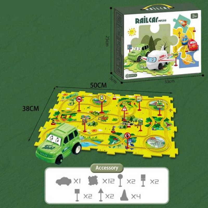 Puzzle Race Track Playset - Endless Building and Driving Fun