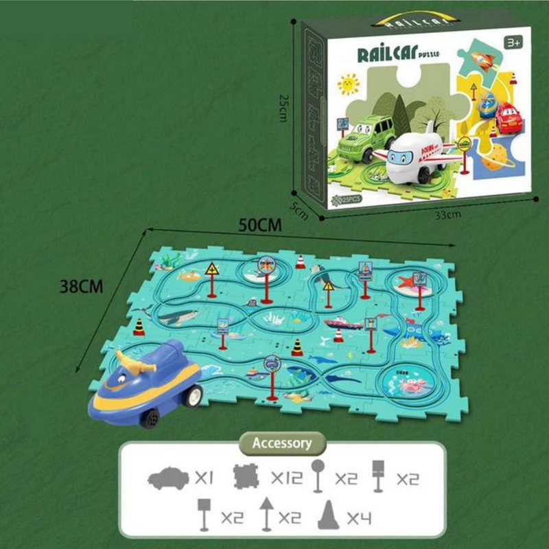 Puzzle Race Track Playset - Endless Building and Driving Fun