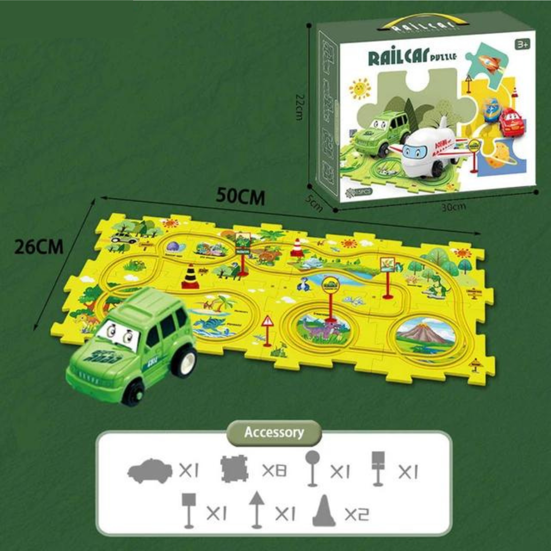 Puzzle Race Track Playset - Endless Building and Driving Fun