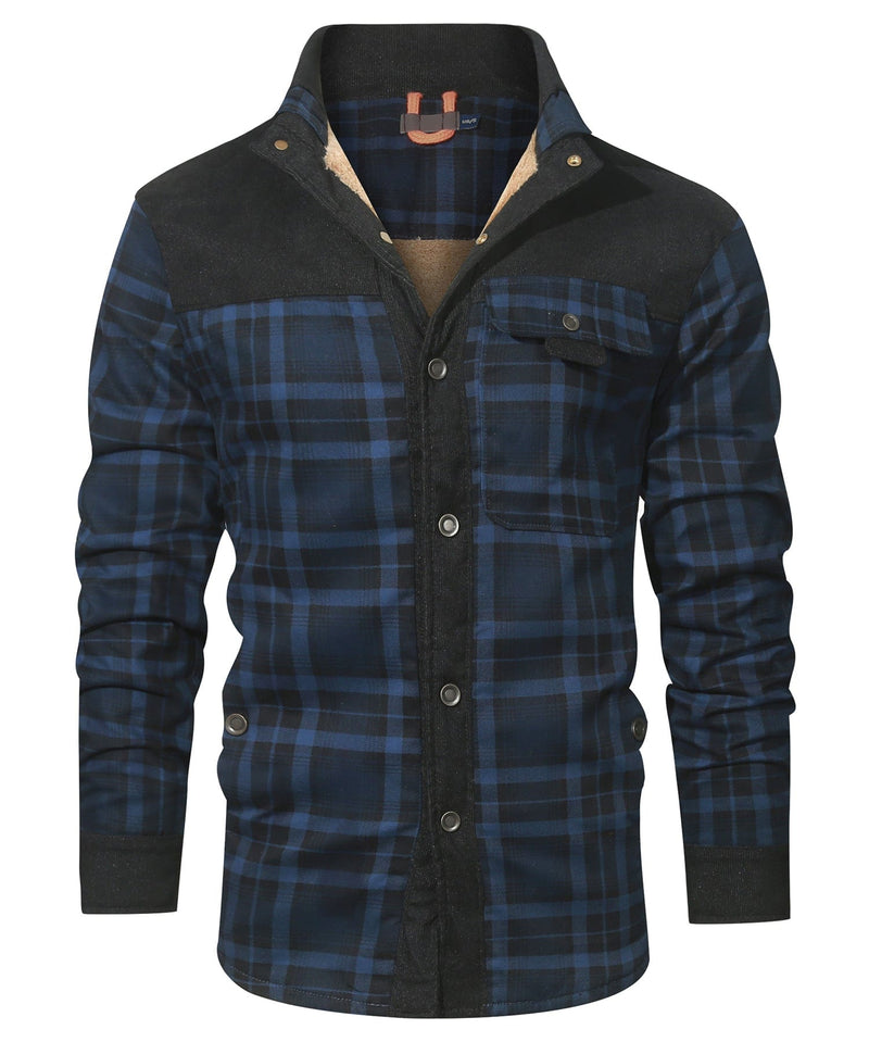 Robust Men's Flannel Coat with Faux Fur Lining – Warm, Durable and Protective
