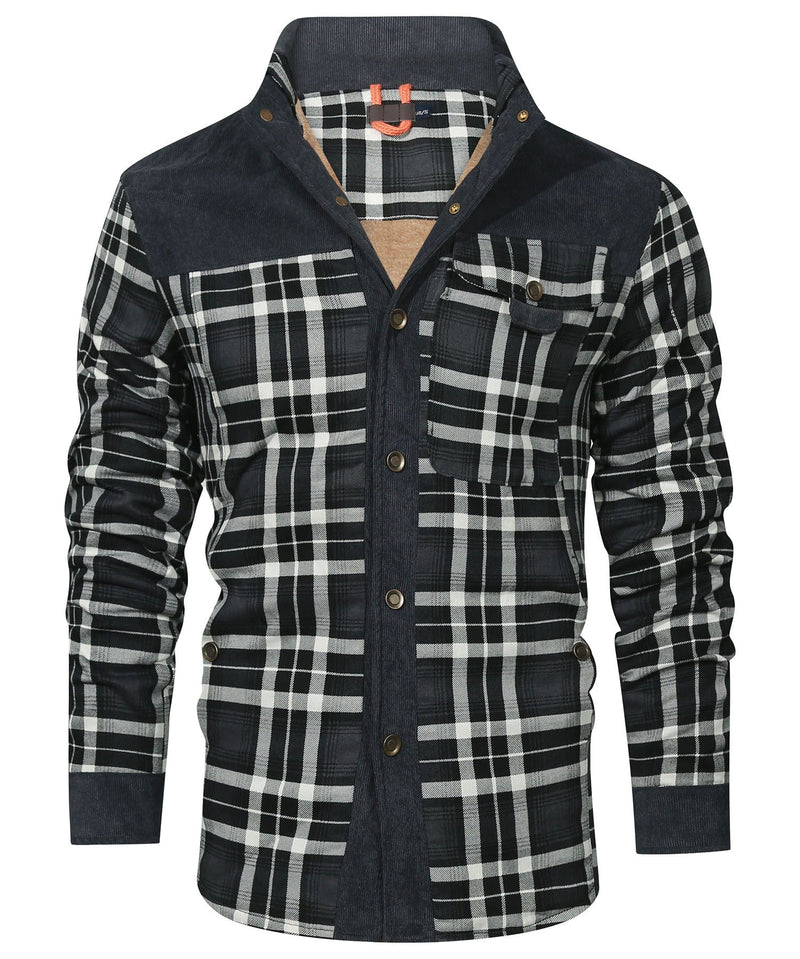 Robust Men's Flannel Coat with Faux Fur Lining – Warm, Durable and Protective