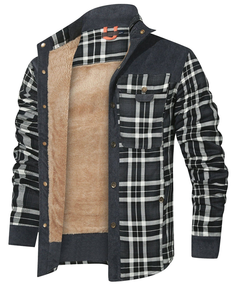 Robust Men's Flannel Coat with Faux Fur Lining – Warm, Durable and Protective