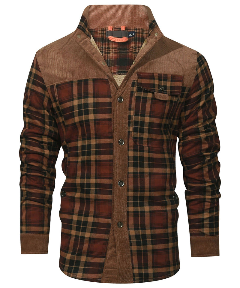 Robust Men's Flannel Coat with Faux Fur Lining – Warm, Durable and Protective