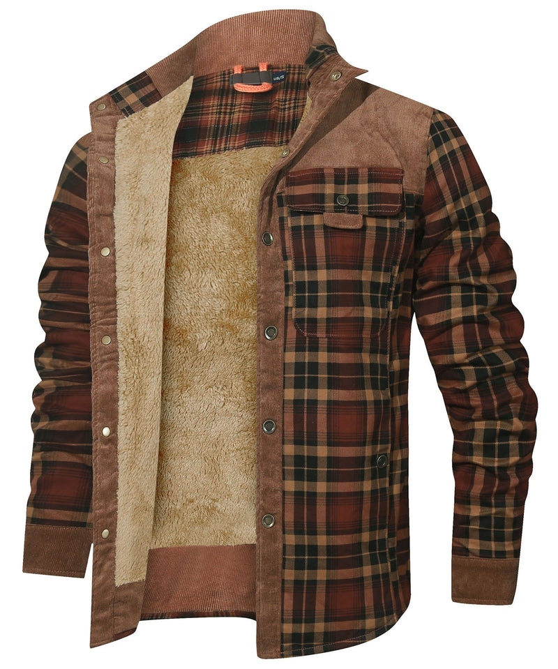 Robust Men's Flannel Coat with Faux Fur Lining – Warm, Durable and Protective
