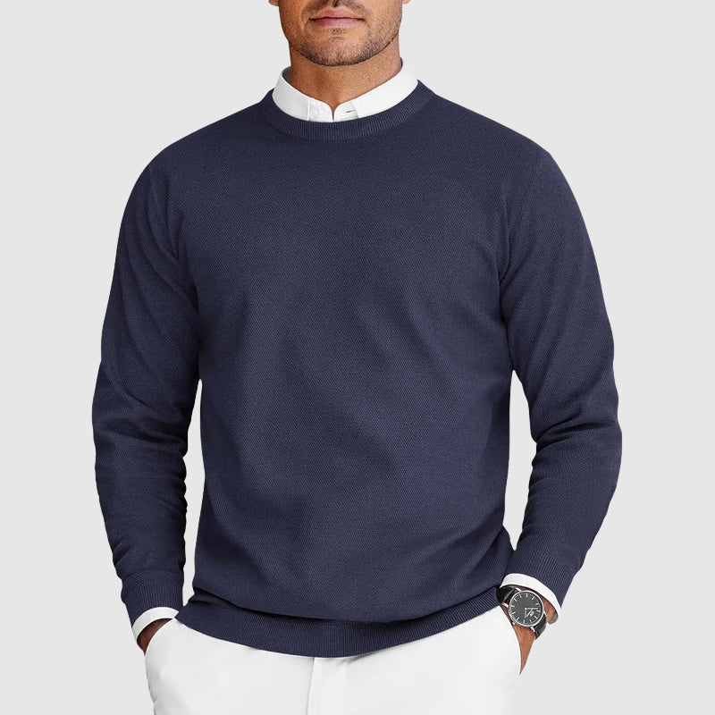 Men's Crew Neck Jumper with Fine Knit Structure – Comfortable and Timeless