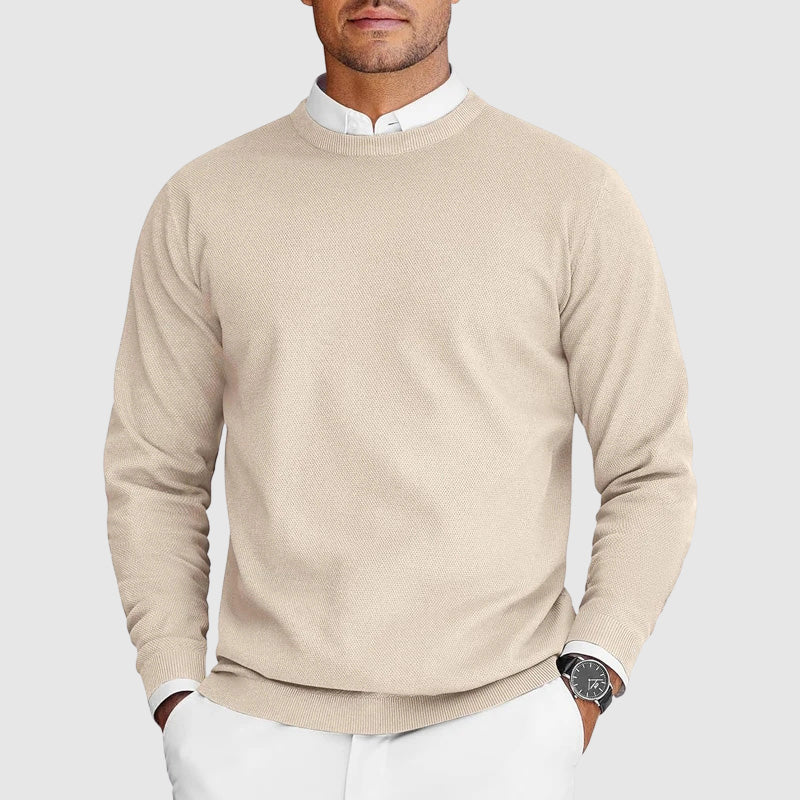 Men's Crew Neck Jumper with Fine Knit Structure – Comfortable and Timeless