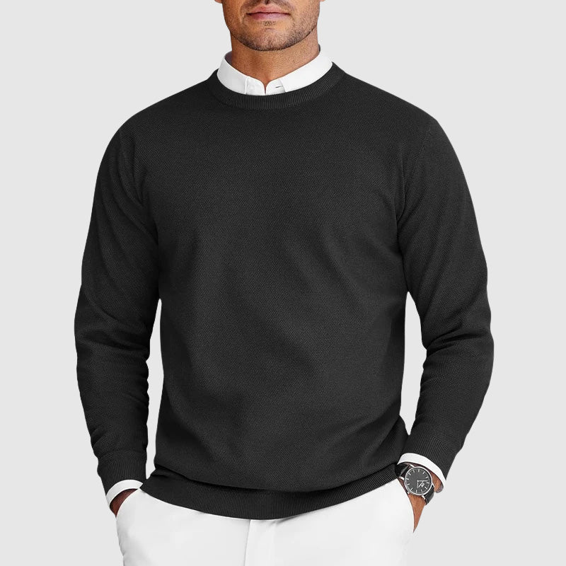 Men's Crew Neck Jumper with Fine Knit Structure – Comfortable and Timeless