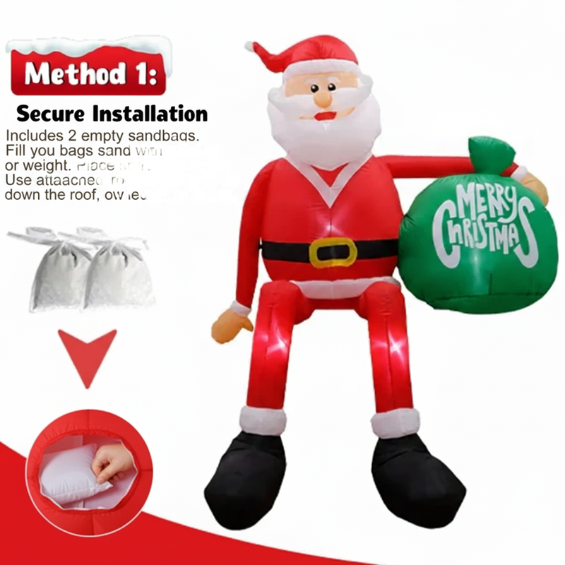 Outdoor Inflatable Santa with LED Lights – Large Festive Garden Decoration