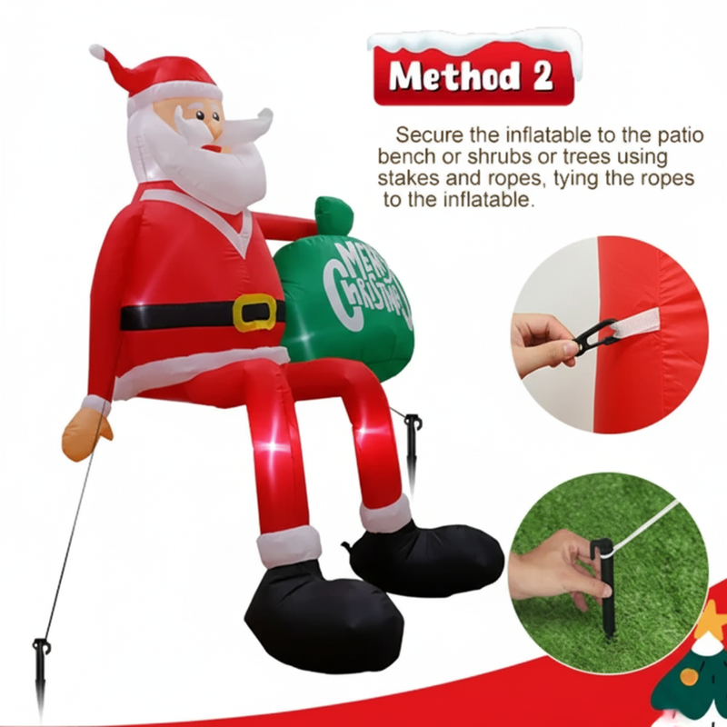 Outdoor Inflatable Santa with LED Lights – Large Festive Garden Decoration