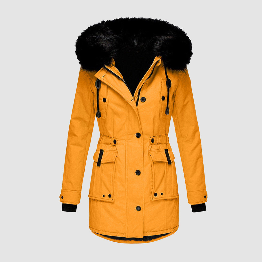 Ladies' Coat with Fur Collar - Warmth and Style for Cold Days