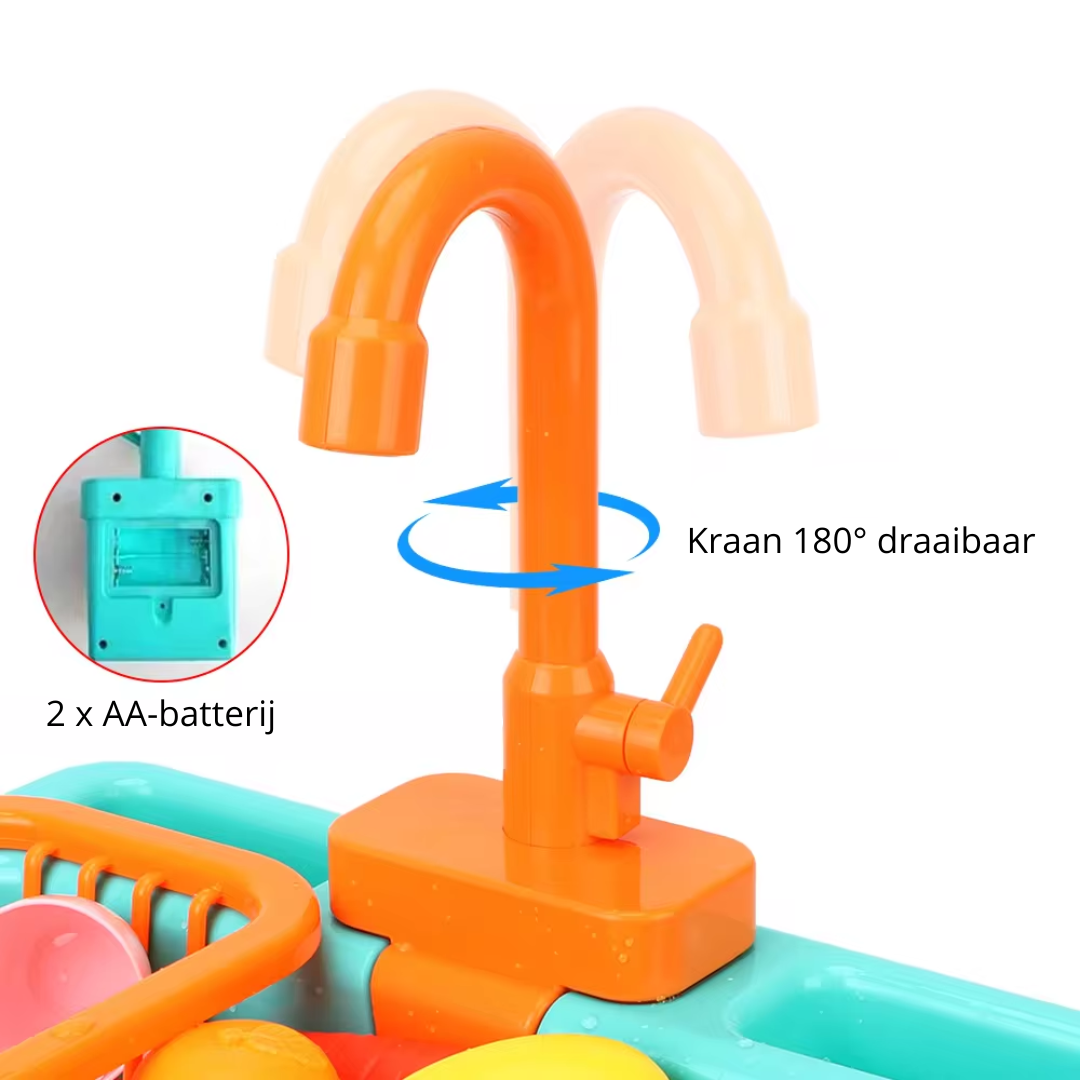 Mini Chef Sink Playset – With Flowing Faucet and Toy Vegetables