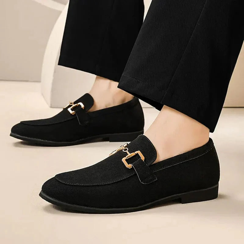 Nero - Suede Loafers with Metal Buckle