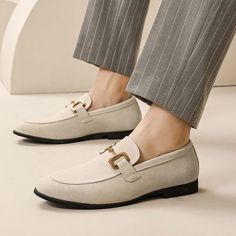 Nero - Suede Loafers with Metal Buckle