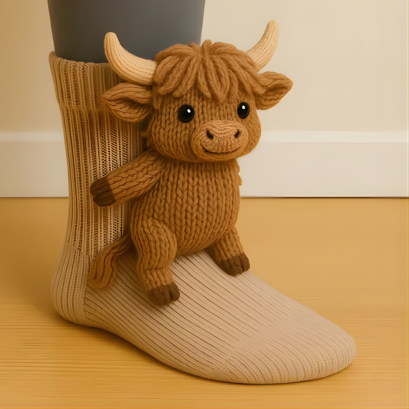 Unisex house socks with 3D animal design and non-slip – Warm and comfortable