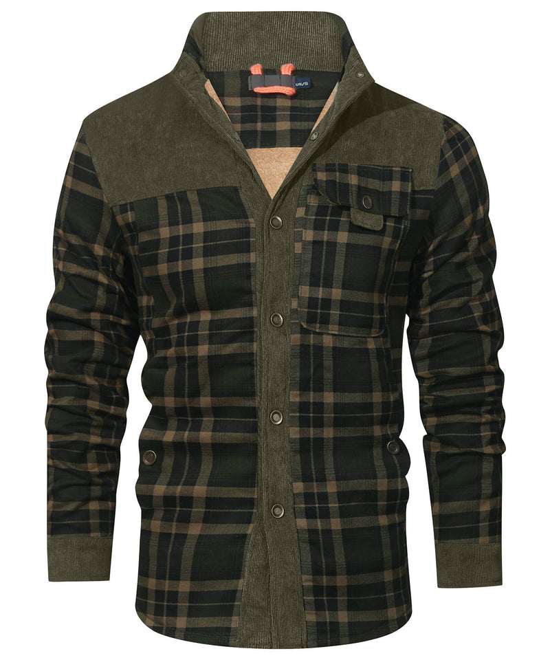 Robust Men's Flannel Coat with Faux Fur Lining – Warm, Durable and Protective
