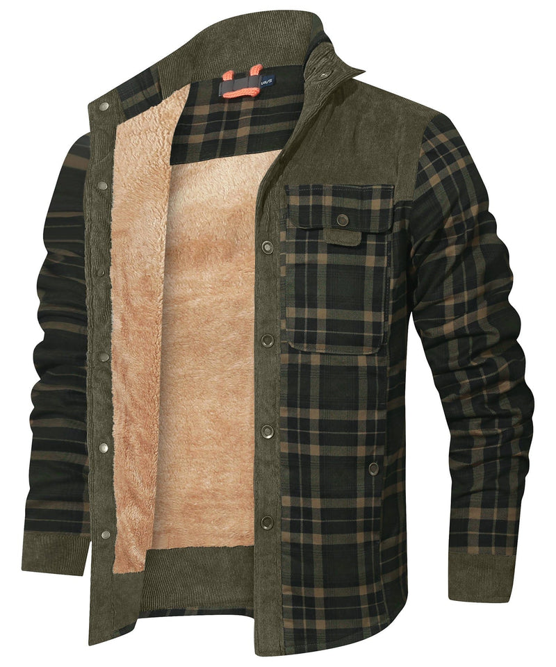 Robust Men's Flannel Coat with Faux Fur Lining – Warm, Durable and Protective