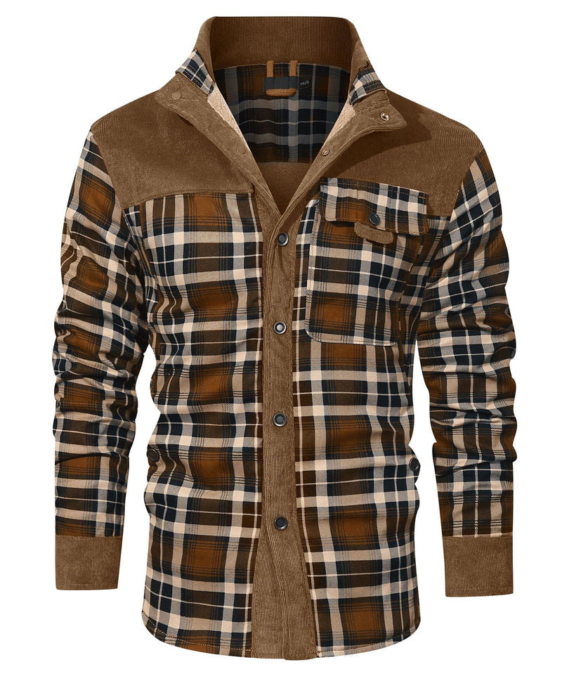 Robust Men's Flannel Coat with Faux Fur Lining – Warm, Durable and Protective