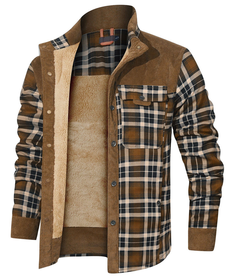 Robust Men's Flannel Coat with Faux Fur Lining – Warm, Durable and Protective
