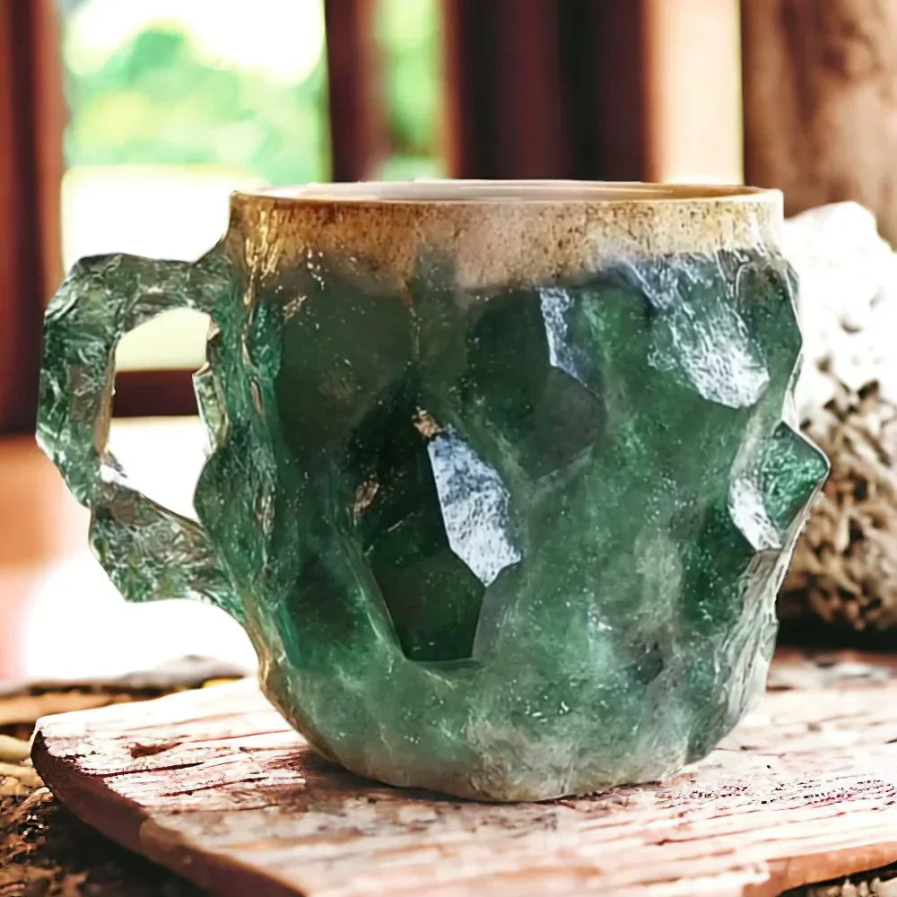 Beautiful Handmade Stone Mug – Unique Crystal Design for an Enchanting Drinking Experience
