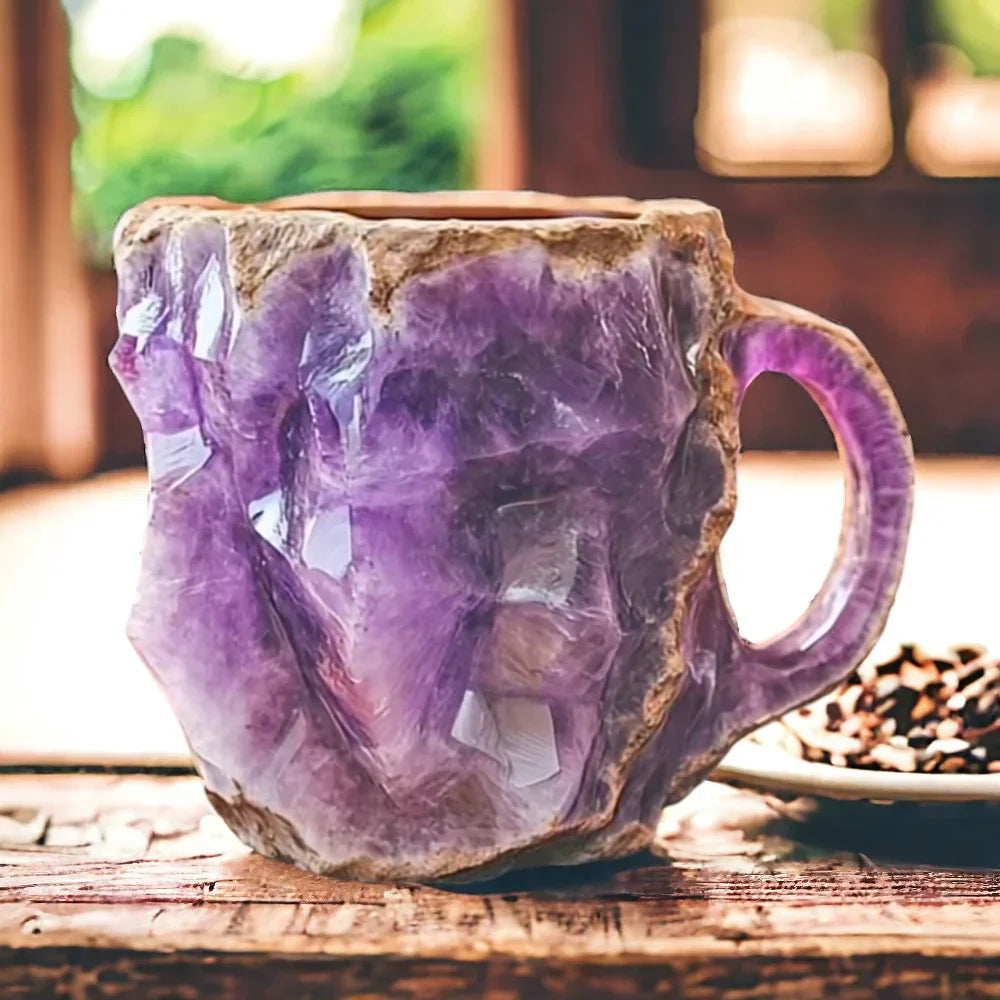 Beautiful Handmade Stone Mug – Unique Crystal Design for an Enchanting Drinking Experience