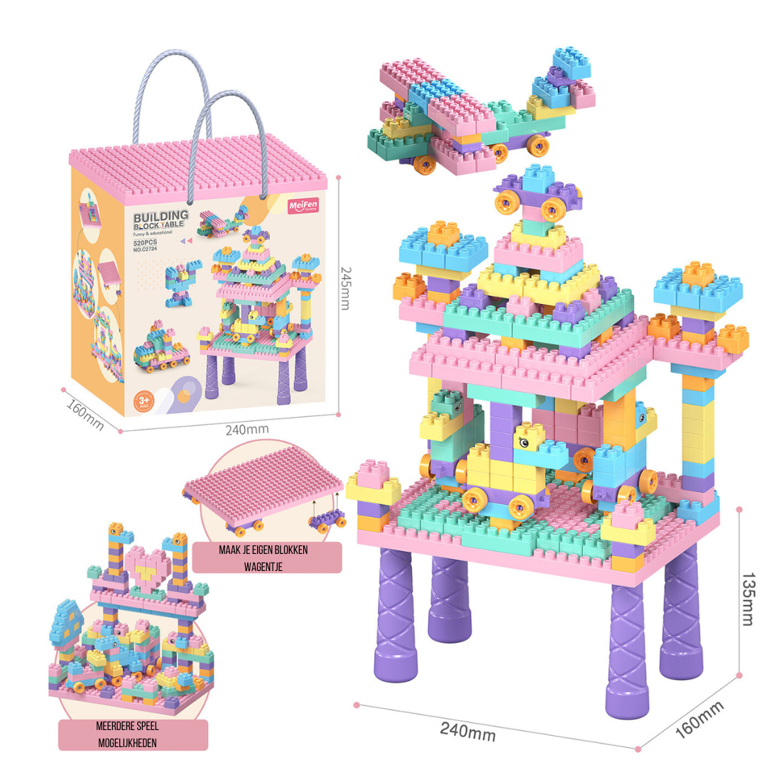 Creative Building Table Set – 500-Piece Building Blocks Play Table