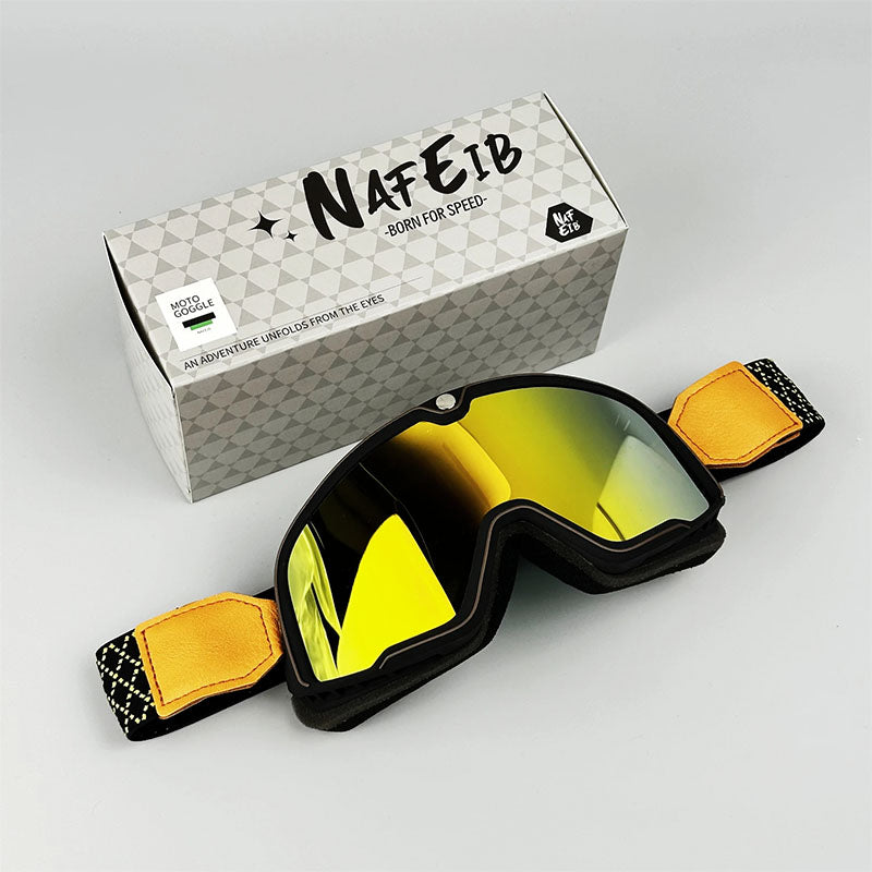 Men’s “Grand Tourer” Retro Motorcycle Goggles – UV-Protected, Over-Glasses Fit