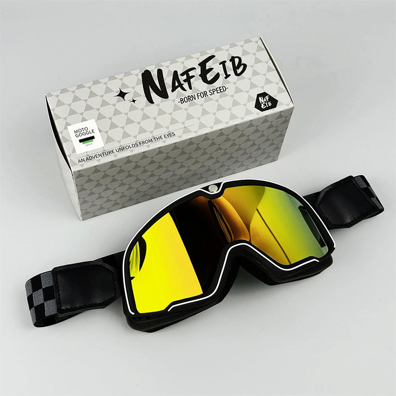 Men’s “Grand Tourer” Retro Motorcycle Goggles – UV-Protected, Over-Glasses Fit