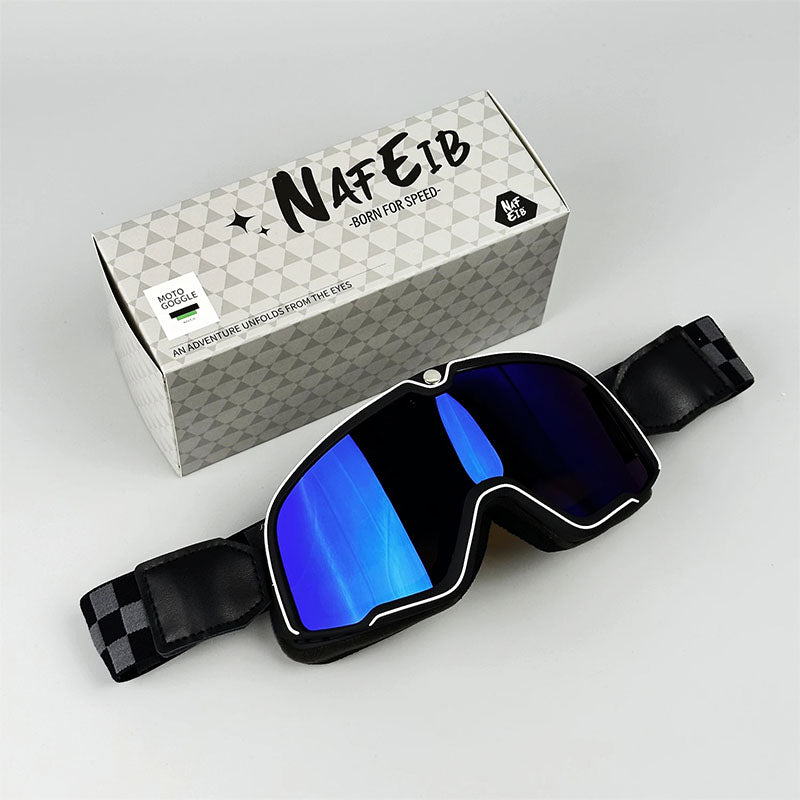 Men’s “Grand Tourer” Retro Motorcycle Goggles – UV-Protected, Over-Glasses Fit