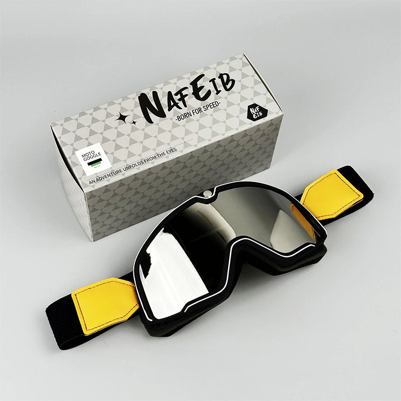 Men’s “Grand Tourer” Retro Motorcycle Goggles – UV-Protected, Over-Glasses Fit