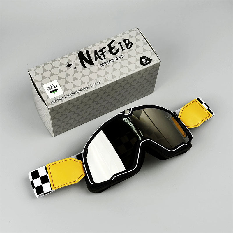 Men’s “Grand Tourer” Retro Motorcycle Goggles – UV-Protected, Over-Glasses Fit