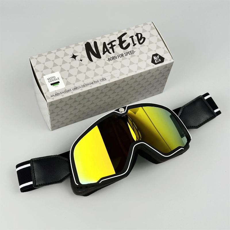 Men’s “Grand Tourer” Retro Motorcycle Goggles – UV-Protected, Over-Glasses Fit