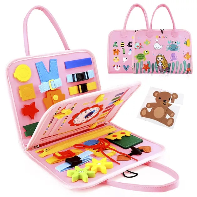 Montessori Busy Board Bag – Educational and Portable Play Fun