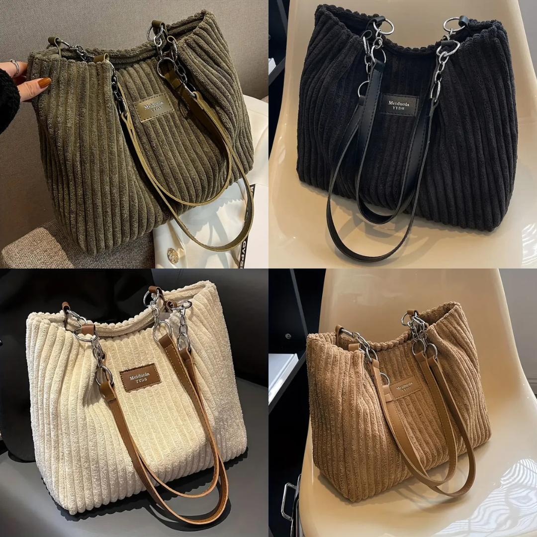 Amelia Stylish Corduroy Shoulder Bag - Luxurious and Practical for Every Day