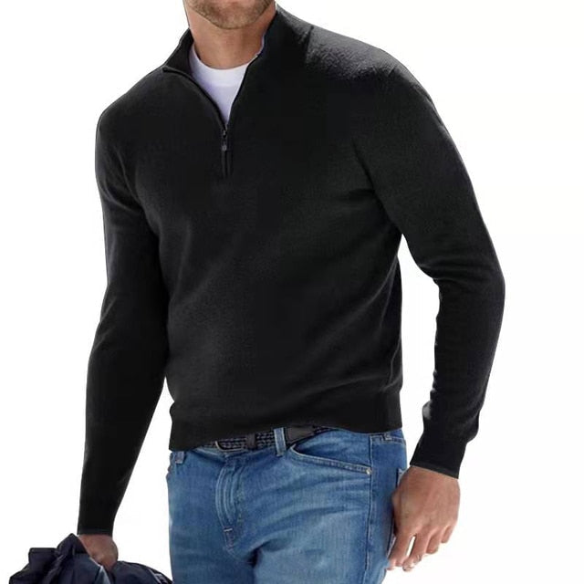 Classic Zip-Up Knit Pullover – Comfortable Men’s Essential