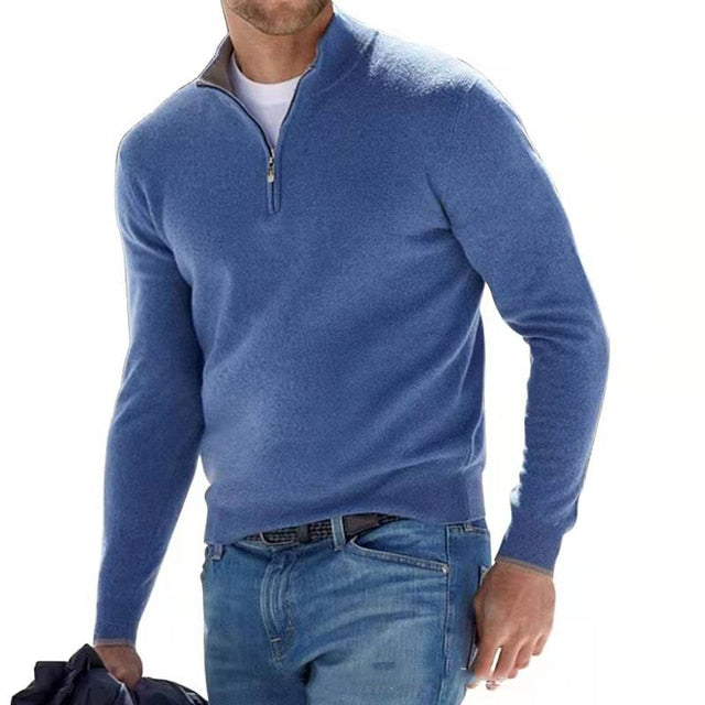Classic Zip-Up Knit Pullover – Comfortable Men’s Essential