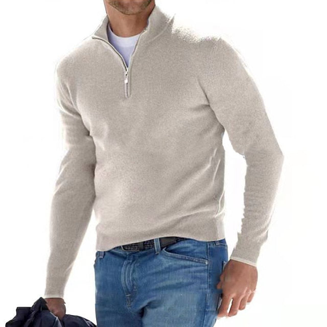 Classic Zip-Up Knit Pullover – Comfortable Men’s Essential