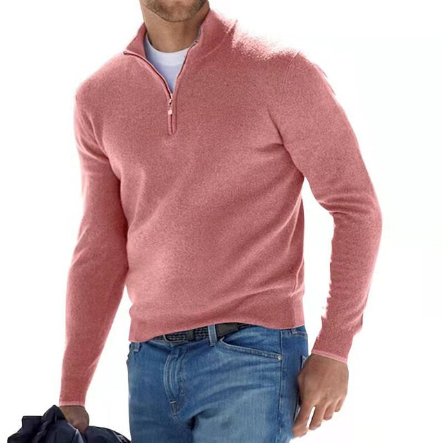 Classic Zip-Up Knit Pullover – Comfortable Men’s Essential