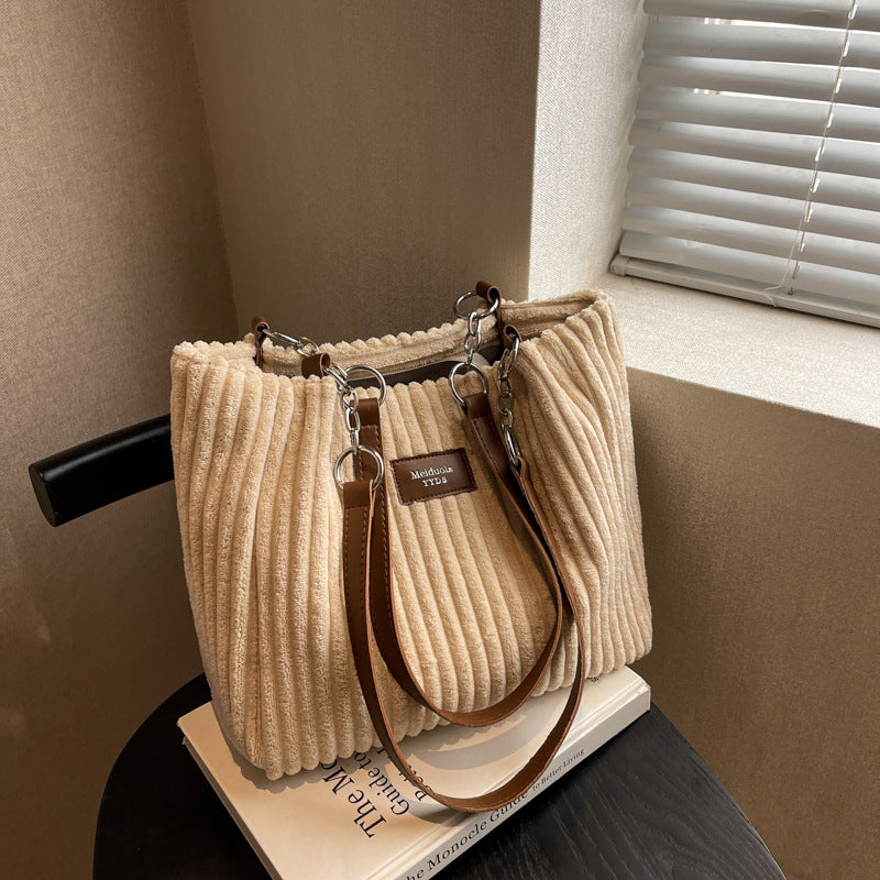Amelia Stylish Corduroy Shoulder Bag - Luxurious and Practical for Every Day